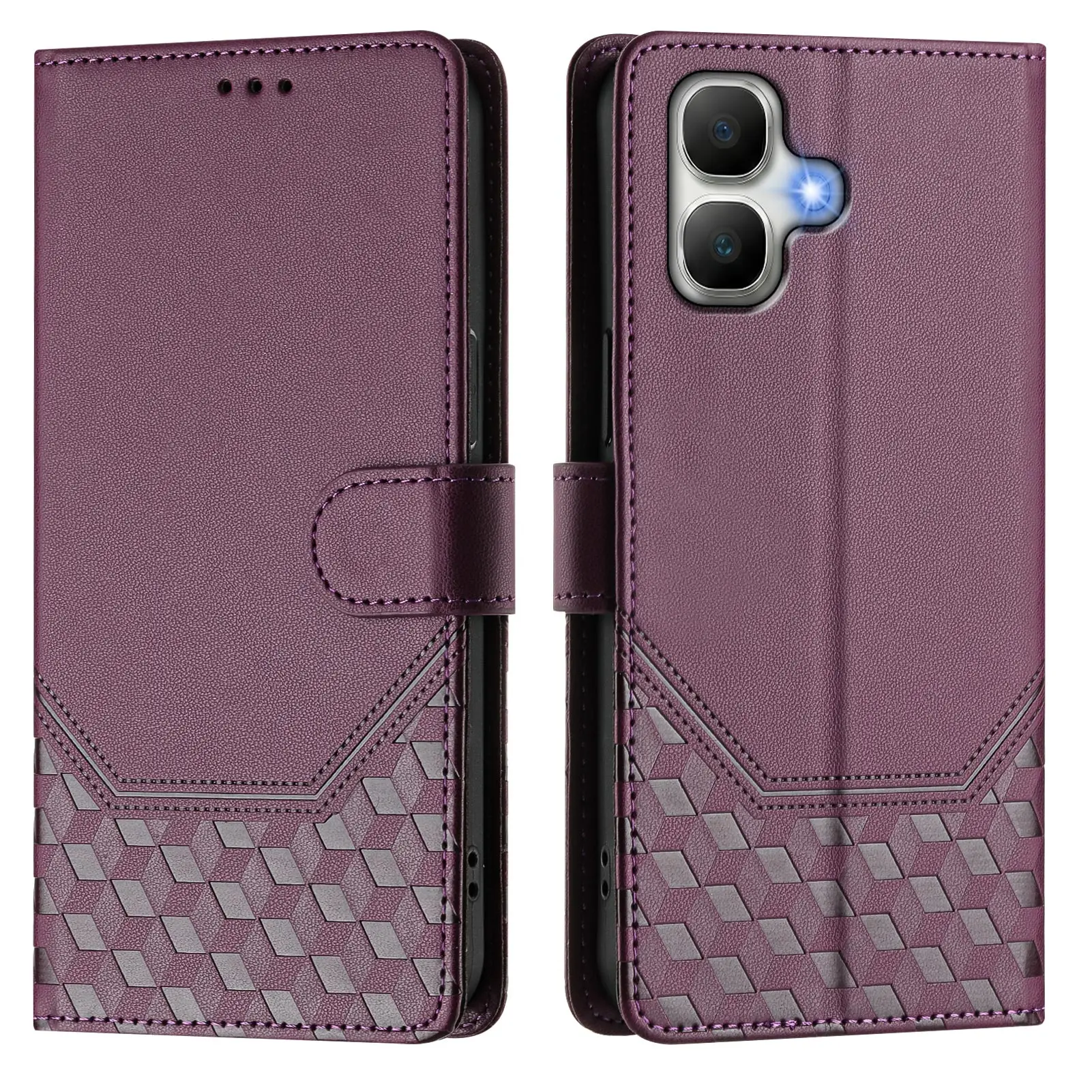 Classic Embossed Leather Flip Phone Wallet Cover