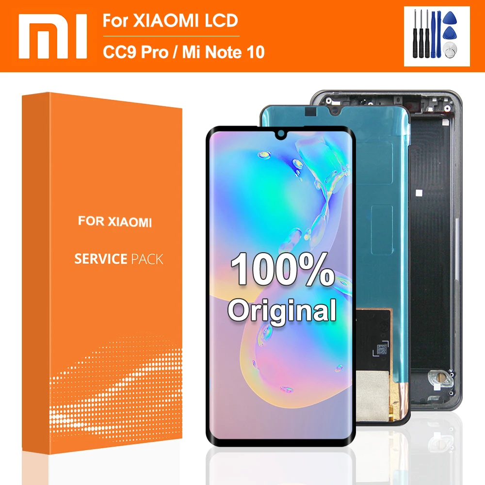 

6.47" Original Mi CC9 Pro LCD Display Touch Screen Assembly Digitizer For Xiaomi Mi Note 10/Note 10 Pro M1910F4G LCD With frame