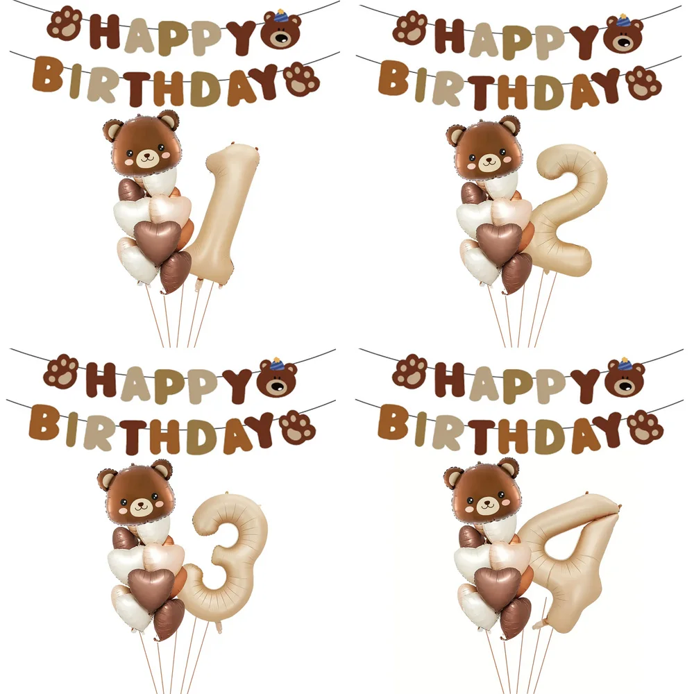 1 Set Creme Schokolade Karamell Herz Folienballons Bärenkopf Ballon Hochzeit Geburtstag Party Dekoration Babyparty Globos Geschenke