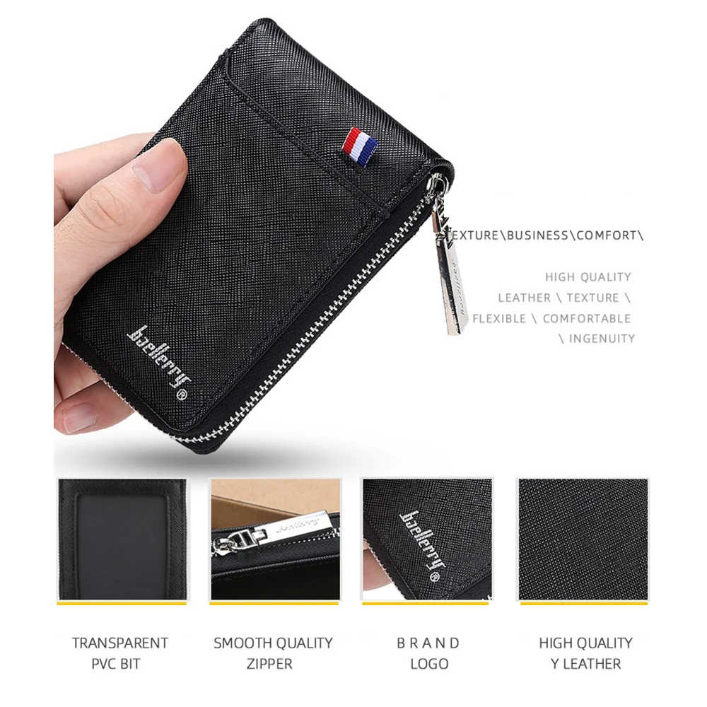 Baellerry Multifunctional Tech Wallet RFID Blocking Compact Zipper ID Holder Gift for Business Men