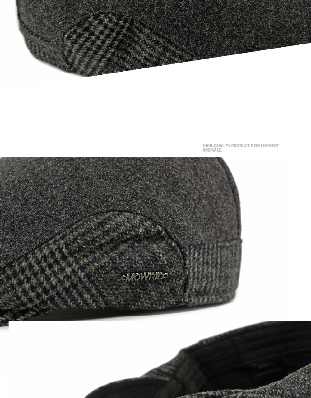 HT4939 Herren Berets Neue Dicke Warme Herbst Winter Wolle Baskenmütze Hut Frauen Männlich Weiblich Ivy Flache Kappe Fleece Gefüttert Einstellbare Baskenmütze Kappen – Detail 5