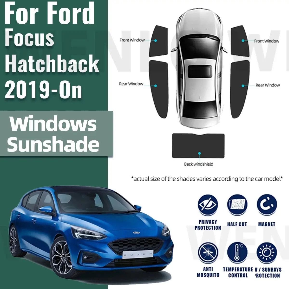 

For Ford Focus Hatchback MK4 2019-2023 Car Sunshade Visor Front Windshield Frame Curtain Rear Baby Side Window Sun Shade Shield