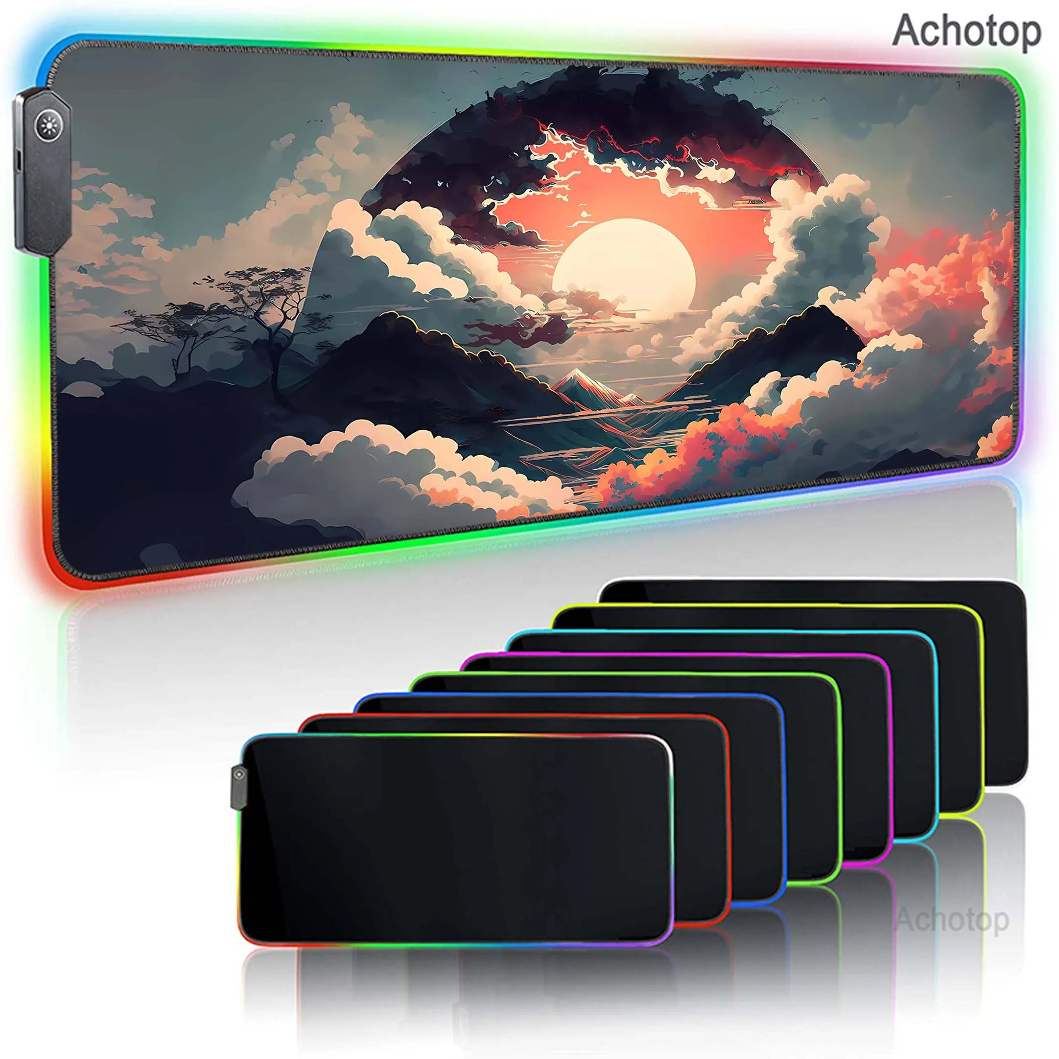 

Pink Cloud RGB Large Mouse Pad Pc Gamer Backlight Mousepad HD Print Anime Gaming Keyboard Pads XXXL Table Carpet Rubber Desk Mat