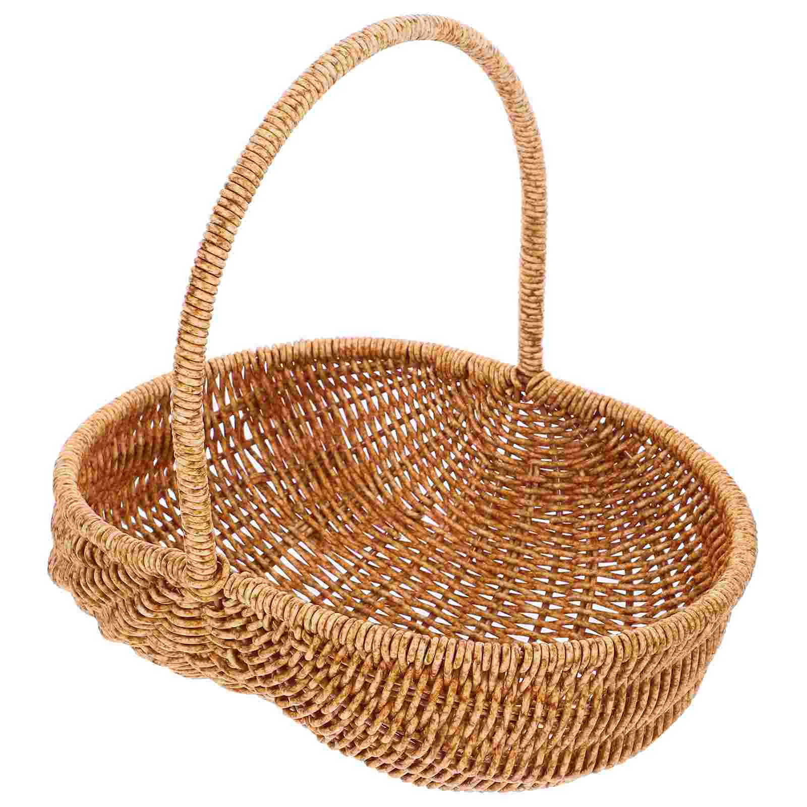 

Food Basket Picking Travel Woven Wicker Bread Baskets Plastic Rattan Breads Storage Holder