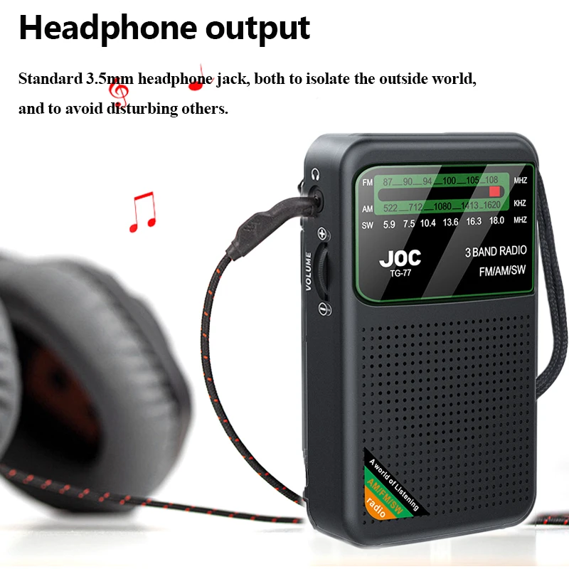 Mini FM AM SW Radio Portable Best Reception Full Band Radios  Built-in Speaker Support Auto Search Long Endurance for Elder