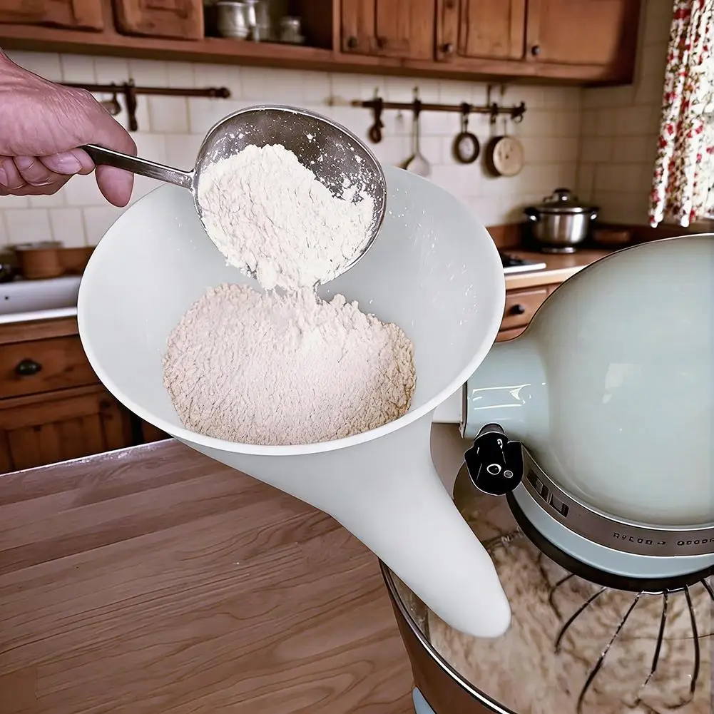 Mixer Flour Funnel for 5 Quart Stand Mixer Wide Mouth Spill Proof Anti Drop Plastic KitchenAid Baking Tool Precise Ingredient 1