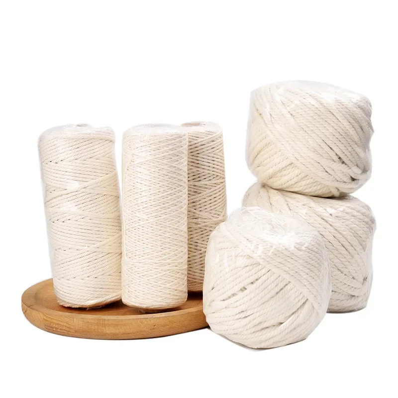 4mm 5mm 50M/roll White Cotton Rope Twisted String Cotton Cord Tag Rope Handmade Decorative Home Decoration Wall Decoration