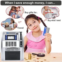 Electronic Piggy Bank ATM Password Money Box Cash Coins Saving Box ATM Bank Safe Box Automatic Deposit Banknote Christmas Gift 2