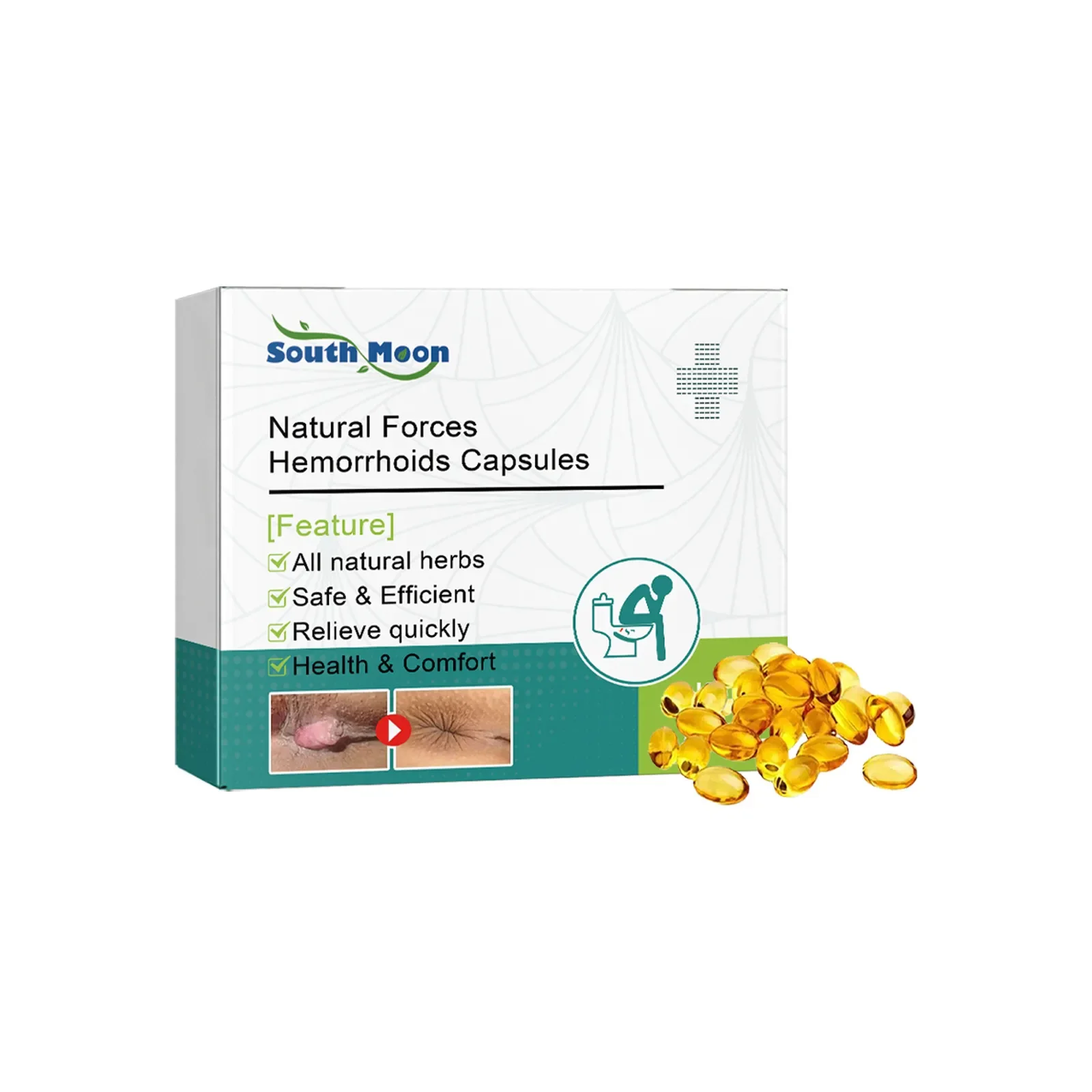 Hemorrhoids Capsules Relieve Swell Bleed Therapy Internal Piles Eliminate Anal Fissure Eliminate Meat Ball Pain Relief Capsules hemorrhoids treatment cream