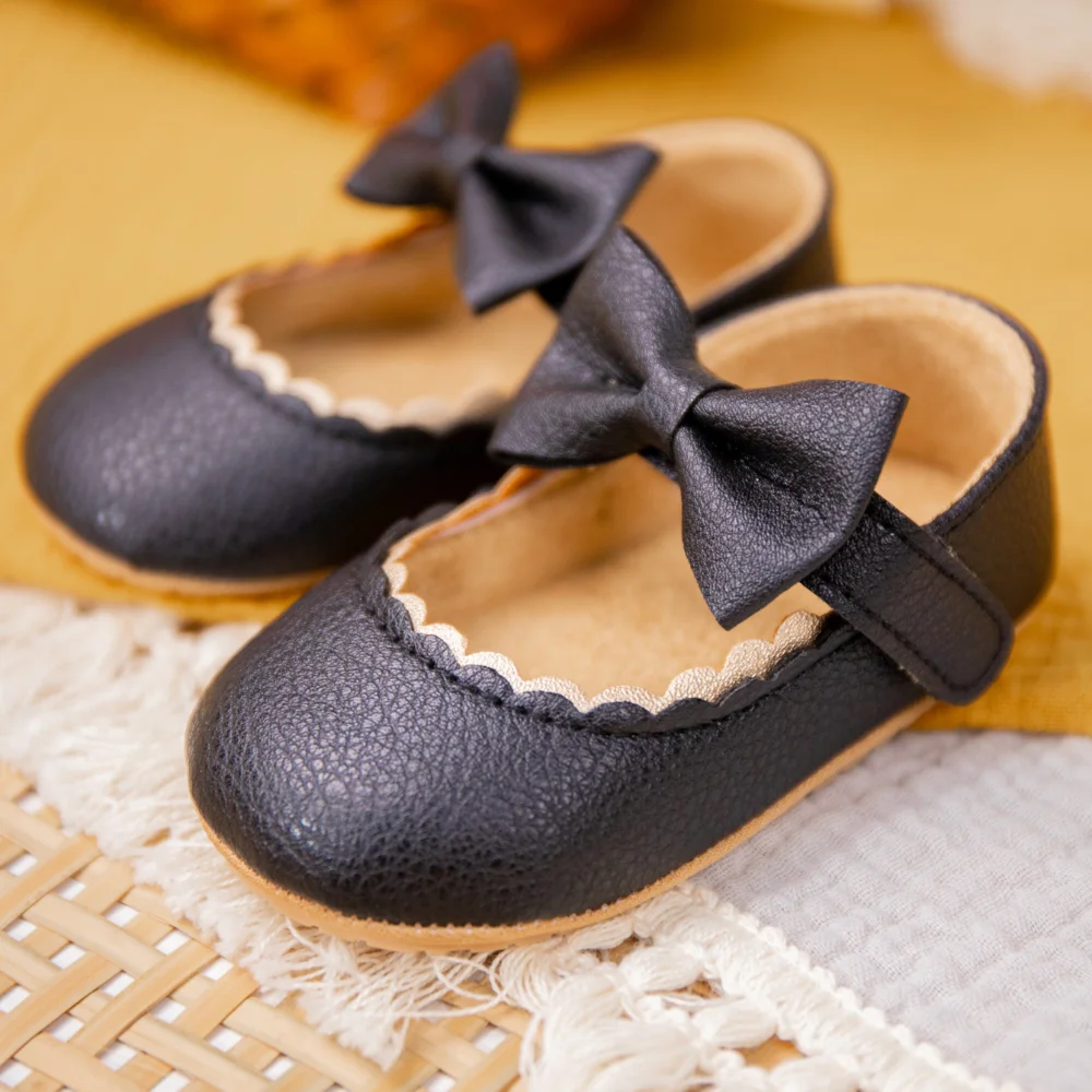 New Spring Autumn Baby Shoes Fashion Bow Princess Party Baby Girl Shoes Non-slip Rubber Sole First Walker Crib Shoes
