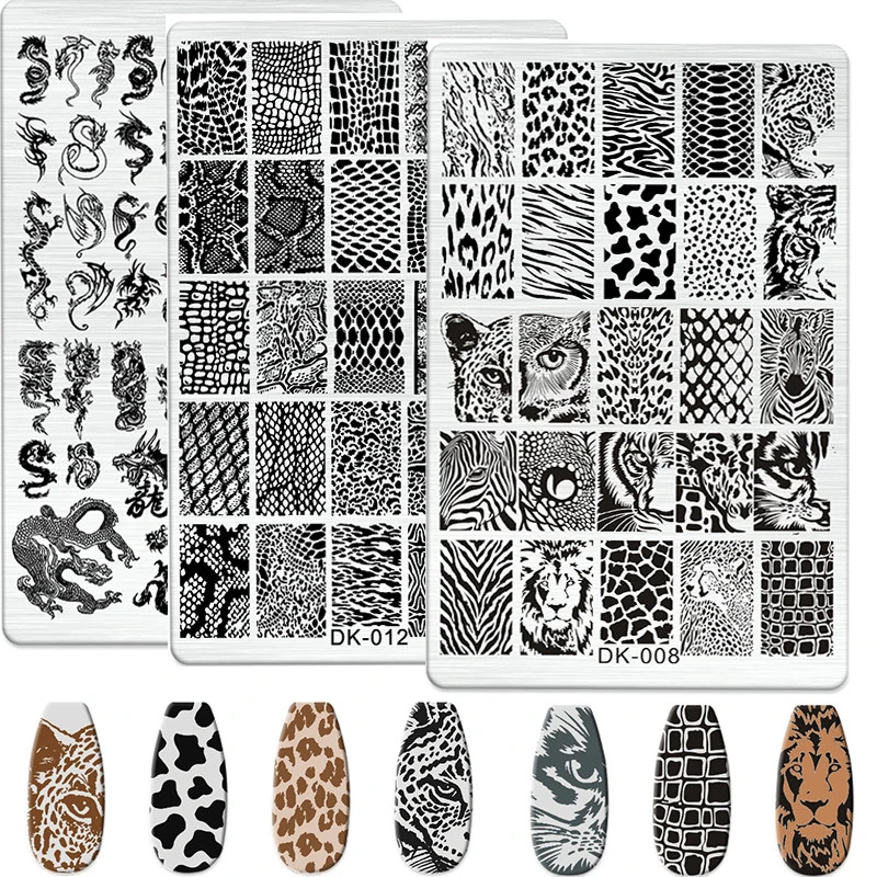 Animal Image Nail Stamping Plates Zebra Leopard Print Stainless Steel Manicure Stencil Cartoon Nail Art Templates Stamp Tools