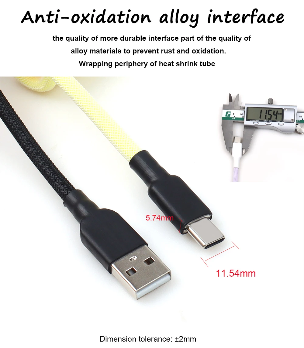 LANO USB A to Type C for Mechanical Gaming Keyboard Double Sleeved Wire with GX16 Detachable Aviator Coiled Power Cable 13 Sb6446e0bc13d48a1ae99723f4f06c527o