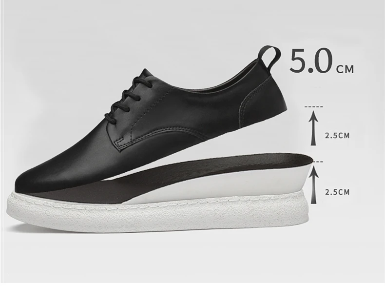 Männer Echtes Leder Lift Turnschuhe Aufzug Schuhe Schwarz Höhe Zunehmende Sport Männer Flache/5 cm Weiß Casual Schuhe mokassins – Detail 6