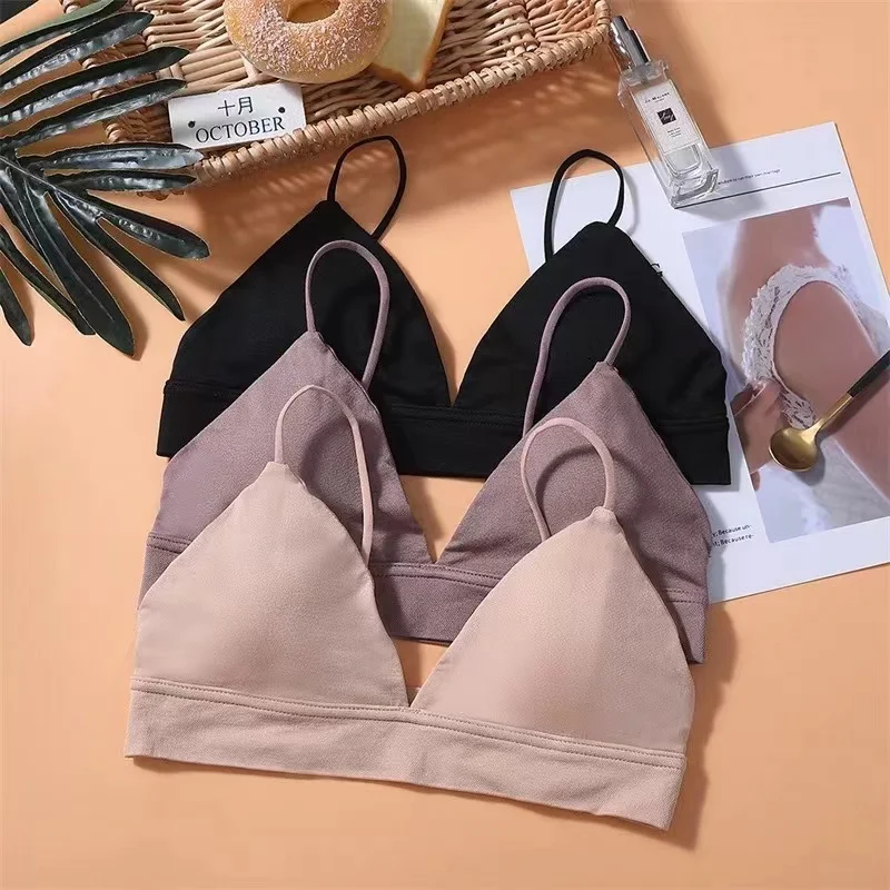 

New Women Cotton Bra French Japan Triangle Tube Top Sexy Seamless Bras Camisole Wireless Backless Lingerie Bralette