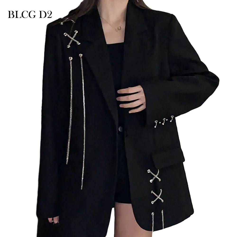 

BLCG D2 Black Blazer Oversize Luxury Blazer For Women Long Blazers Femininos 2023 Korean Dongdaemun Autumn BL04745