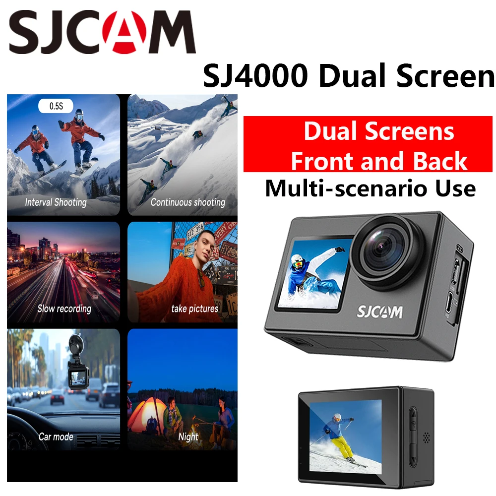 SJCAM SJ4000 Dual Screen Action Camera Wifi Ultra HD Underwater 30M Waterproof 170° Wide-Angle Motorcycle Helmet Cam 4K30FPS