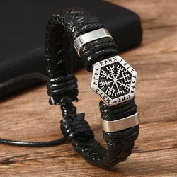 Vintage Handmade Woven Leather Men's Bracelets with Ethnic Metal Details - Unique Gift Accessories (Light Yellow Gold Color)