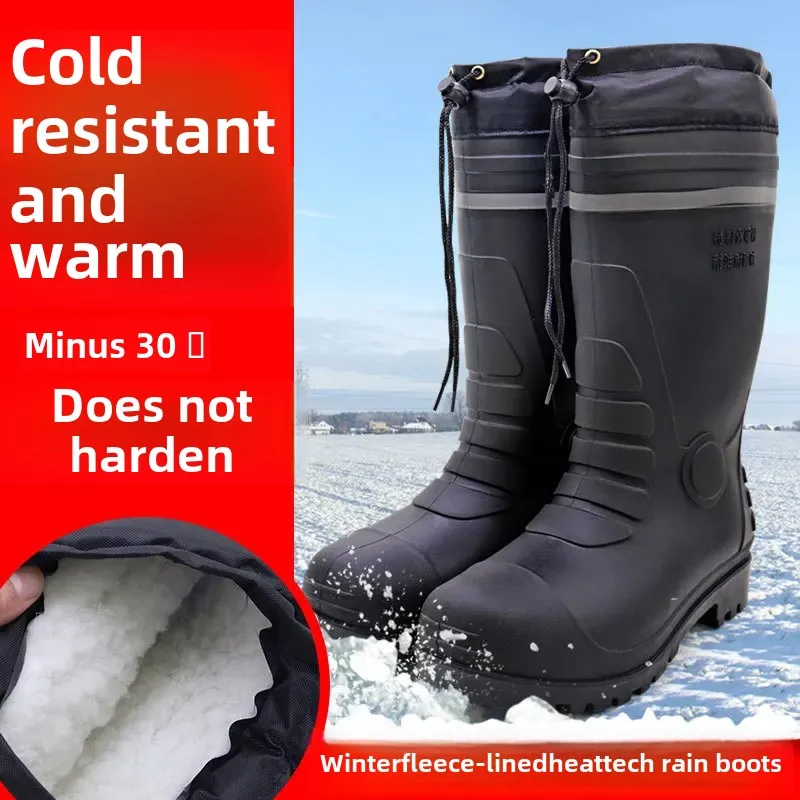 Bottes travail homme hiver doublure polaire chaude imperméables sécurité réfléchissantes mine genou