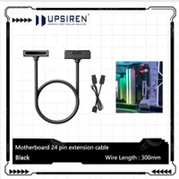 สายต่อขยาย UPSIREN ATX 24 พิน, สายเคเบิล ARGB สำหรับพีซี พร้อม 5V 3 พิน, 18AWG ดีไซน์มุมฉาก 90 องศา หัวต่อแบบตัวผู้-ตัวเมีย 1