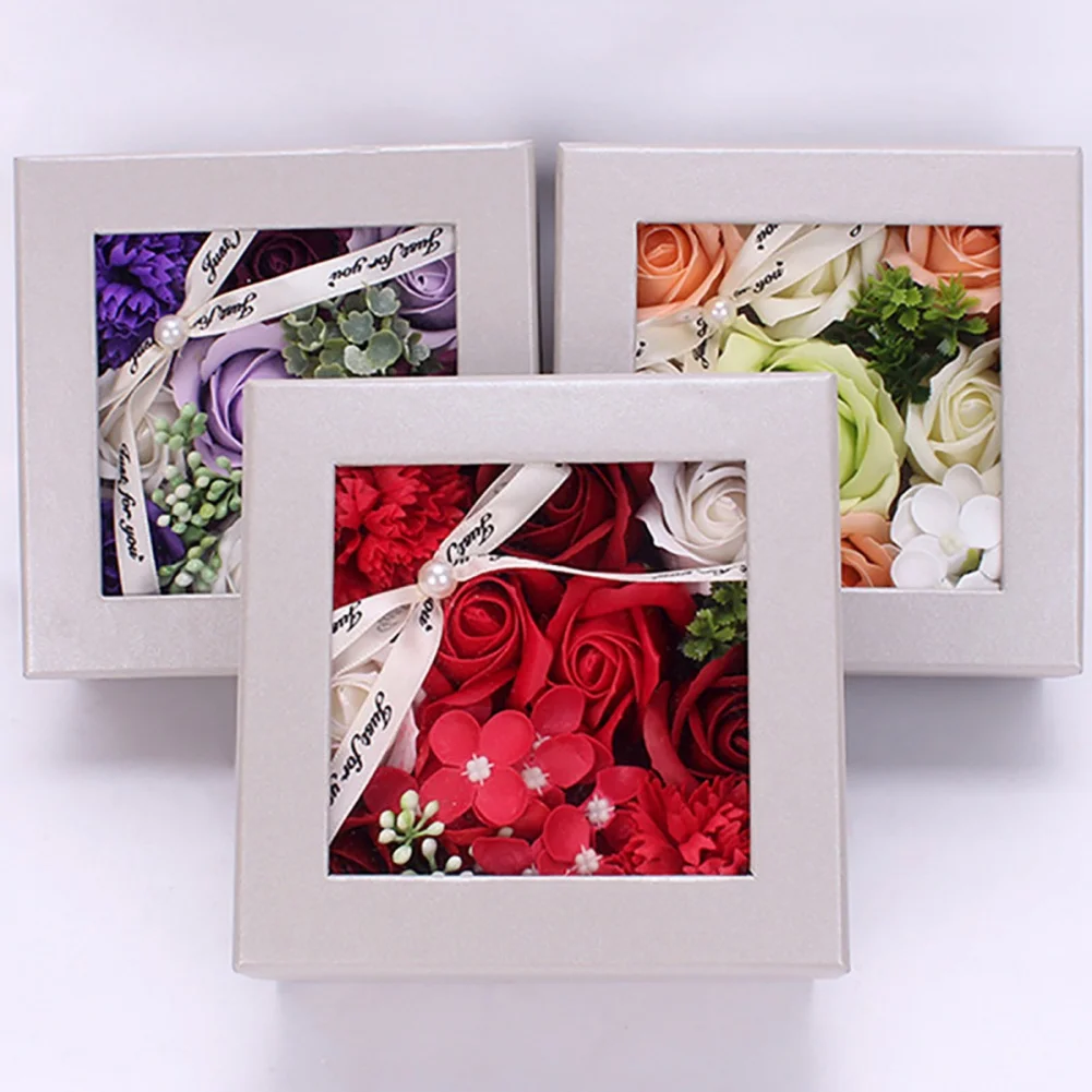 Description Picture 3 of itemCarnation Flower Bath Soap Blessing Card Flora Scented Roses Flower Soap for Valentine's Day Party Wedding Birthday Luxury Box