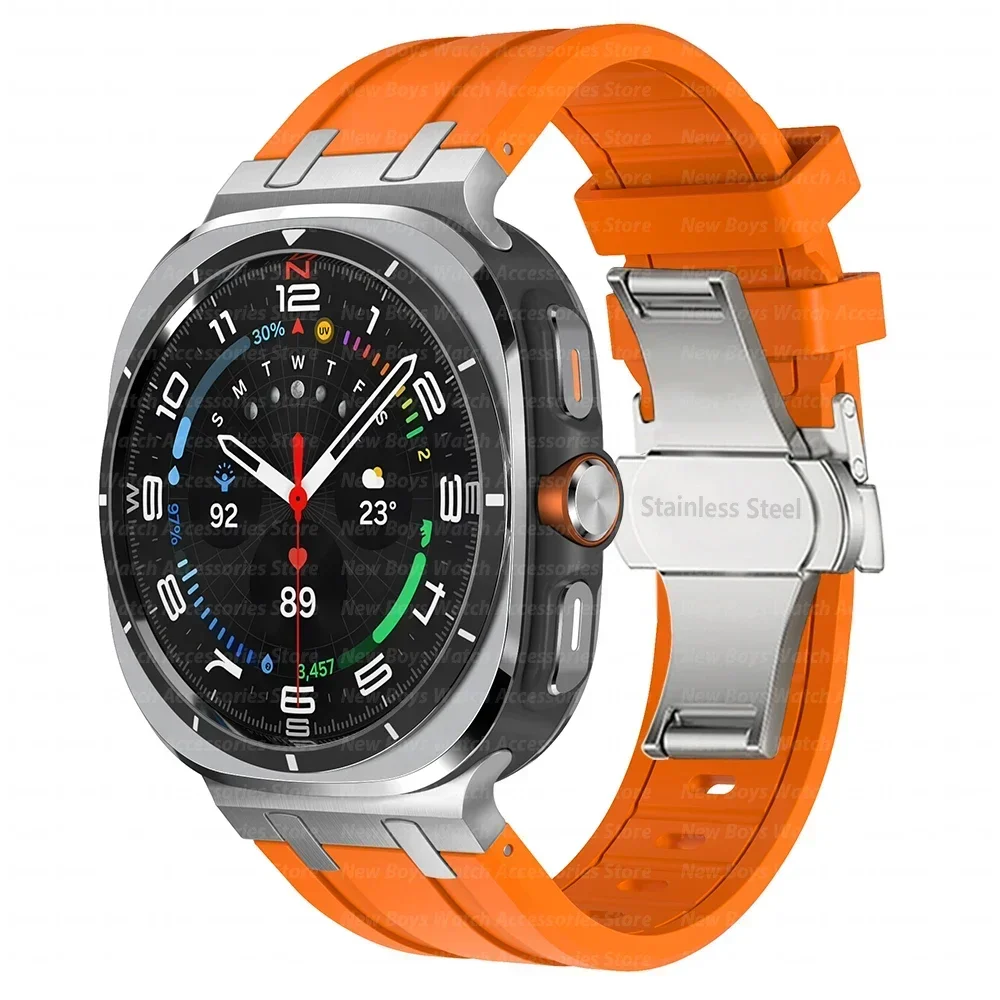 Luxury Sports Rubber Band - Premium Silicone Strap for Men's Watch, Curved End Design