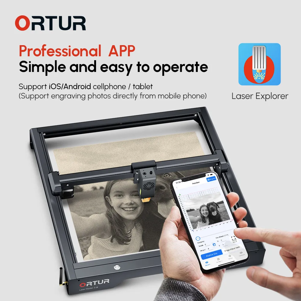 ORTUR Laser Master 3 LE 5.5W/10W Power Diode Cutter and Engraver CNC Desktop Wifi/APP Wood Printing Engraving Cutting Machine laser module laser engraving machine laser safety goggles