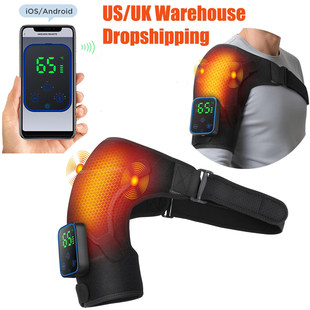 APP Control Vibration Shoulder Massager Electric Heated Shoulder Brace 7 Levels Heating Shoulder Massage Support Belt Strap