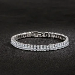 Exquisite 925 Sterling Silver Crystal Charm Bracelet for Women - Elegant Designer Jewelry Gift (White crystal)
