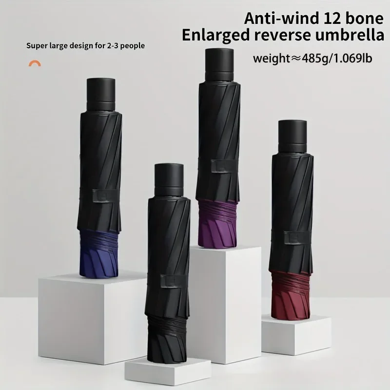 Folding Umbrella Super Large Foldable Umbrella With Black Glue Sun Protection Reinforced 12 Bones Sturdy For Men Women