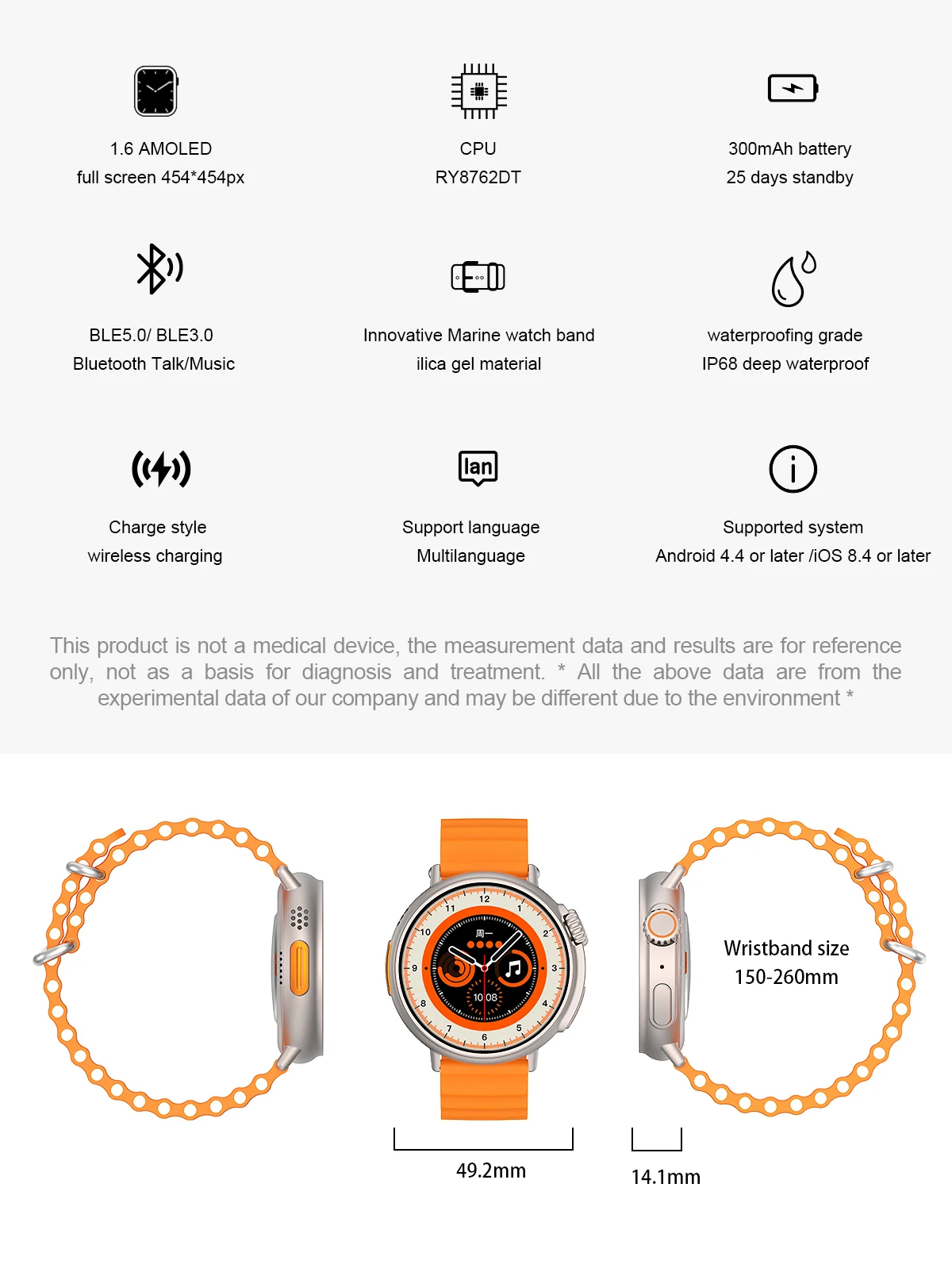 Title 24, Smartwatch con schermo AMOLED da 1.6 pollici a ...