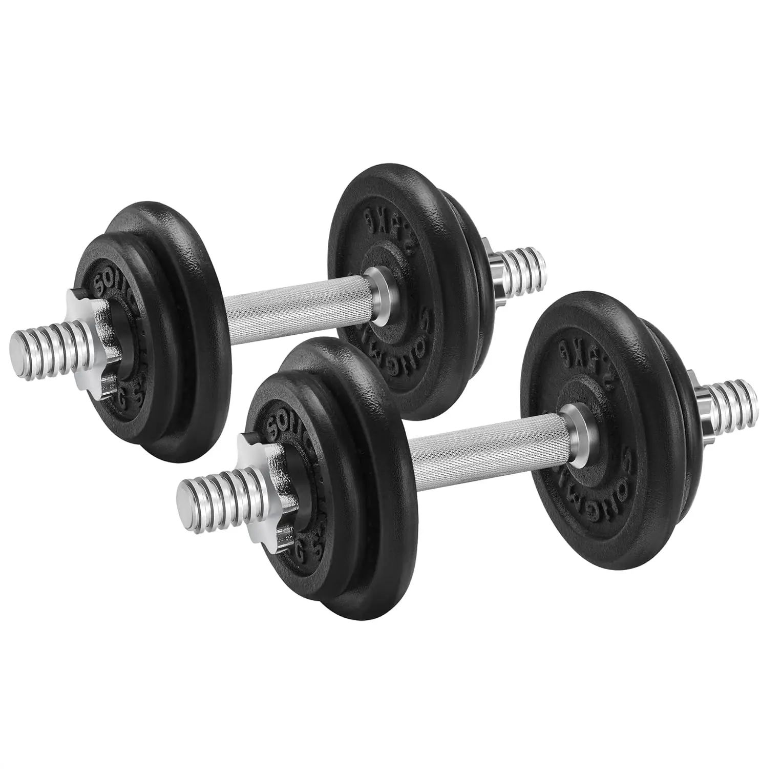 Kit Haltères HOMCOM 20 Kg – Courtes Ou Longues, Adaptable Pour La Musculation à La Maison