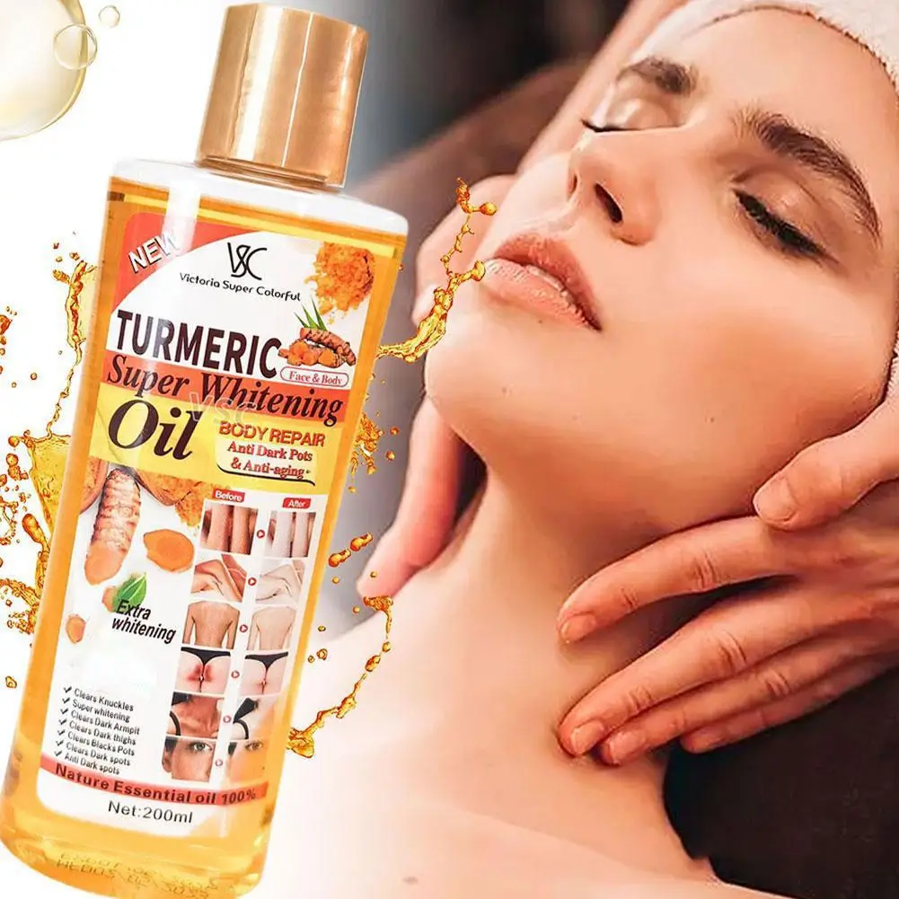 

1Pcs Turmeric Essential Oil 200ml For Face & Body Anti Dark Spots Anti Aging 100% Natural Oil Skin Whitening And Hydrating