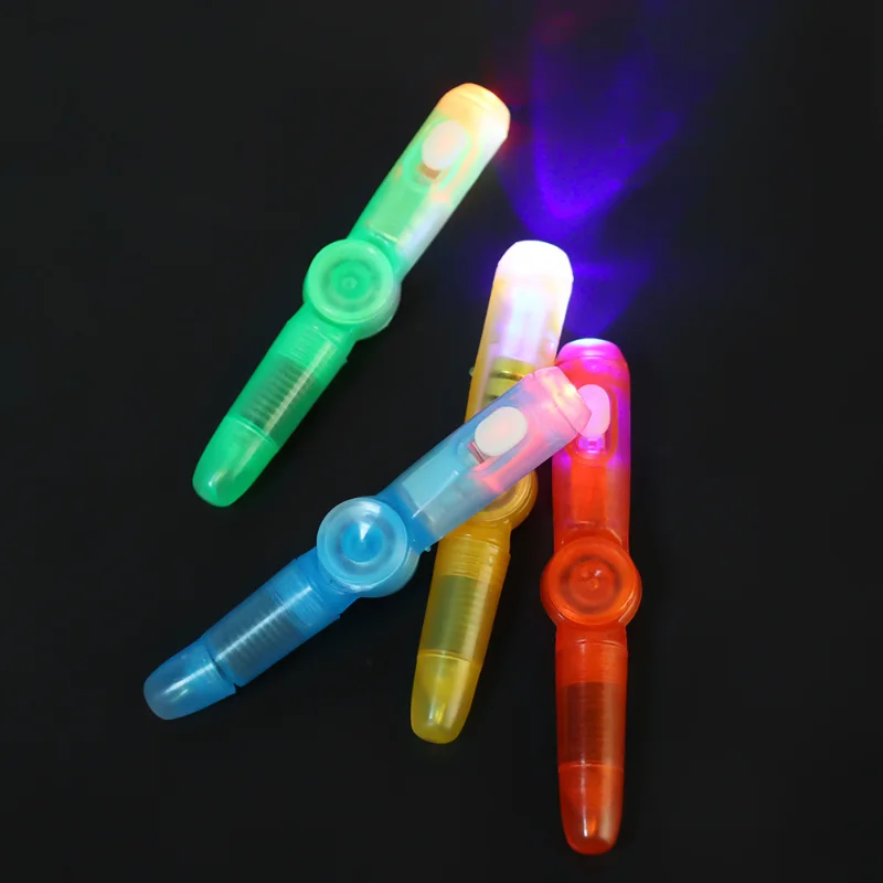 4pcs Cool Rotating Flash Gel Pen with Light Fun Toy Pen Luminous Gyro Pen Office Decompression ADHD Desktop Toy