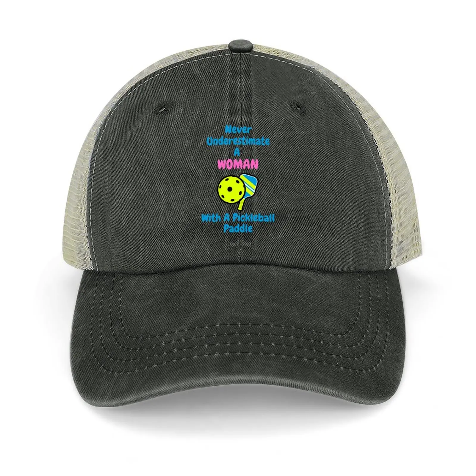 

Never Underestimate A Woman With A Pickleball Paddle - Funny Pickleball Cowboy Hat Sun Cap Snap Back Hat Men's Hats Women's