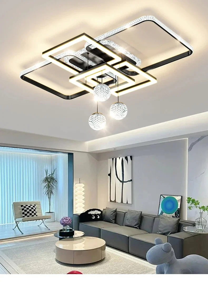 Description Picture 3 of itemNordic Circle Square Ceiling Lamp Modern Intelligent Led Chandelier For Living Room Bedroom Kitchen Pendant Light Lustre Fixture