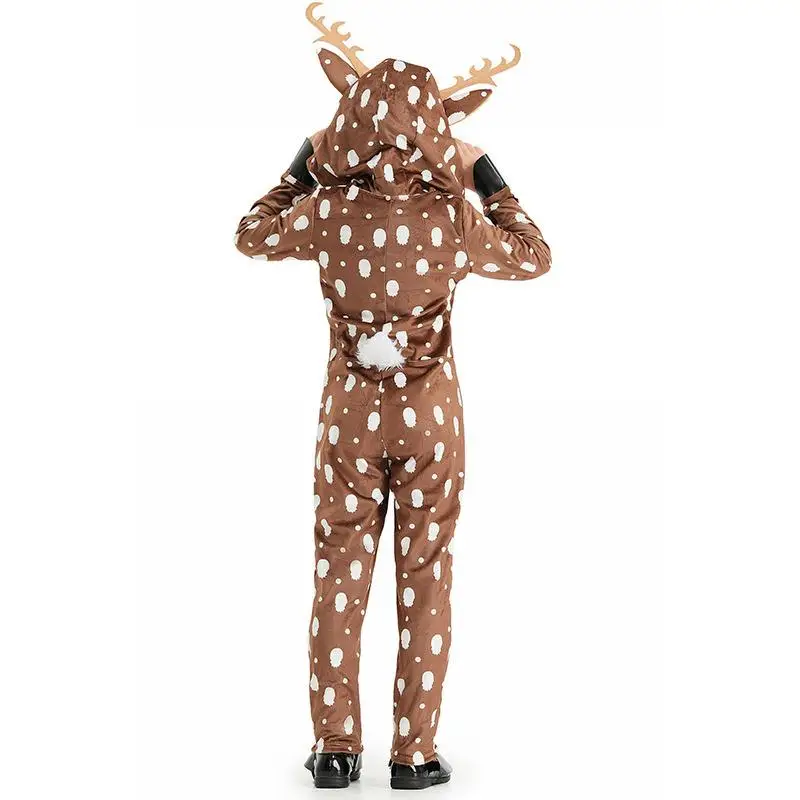 Kids Reindeer Costume Girls Deer Costume Unisex Crystal Velvet Warm Christmas Onesie For Role Play Party Cosplay Pajamas