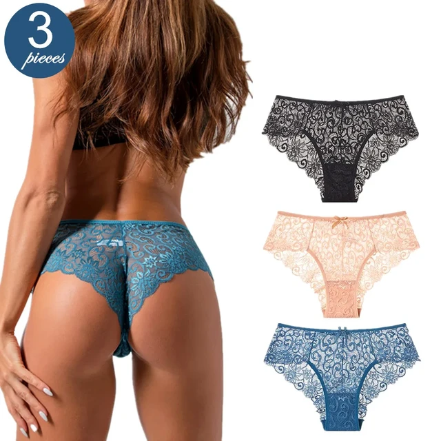 [6 Pack]Sexy Underwear for Women Seamless Adjustable String Bikini Panties  Lace No Show High Cut Cheeky Panty