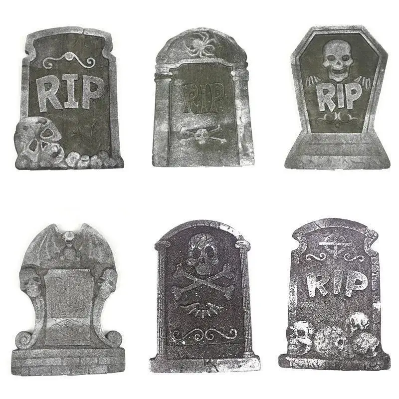 New Foam Tombstone Halloween Decoration Haunted House RIP Stone Grisly Props Party Decor Skeleton Tombstone Yard Decoration
