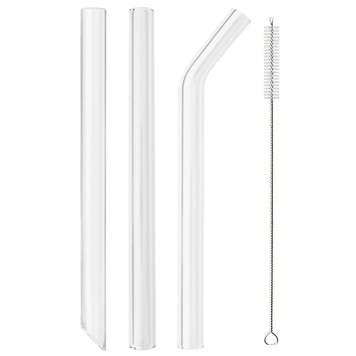 Eco-Friendly Reusable Glass Straws Set with Cleaning Brush - Perfect for Smoothies & Bubble Tea