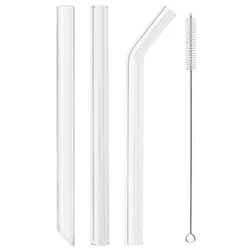 Eco - Friendly Reusable Glass Straws Set with Cleaning Brush - Perfect for Smoothies & Bubble Tea (Mix)