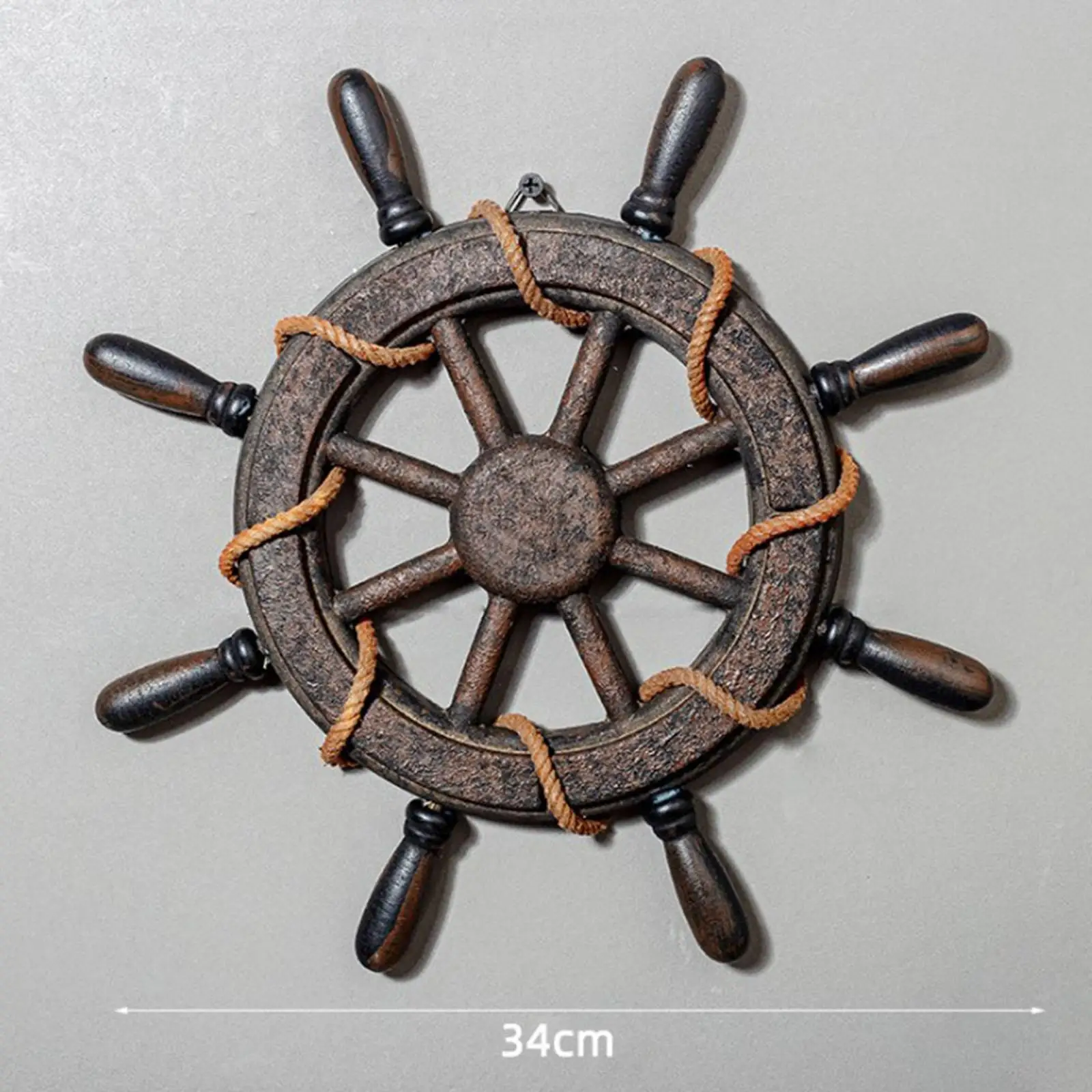 Wall Art Decor Nautical Wheel Wall Sculpture Wooden Ship Steering Wheel Boat Rudder for Club Living Room Bar Fireplace Farmhouse