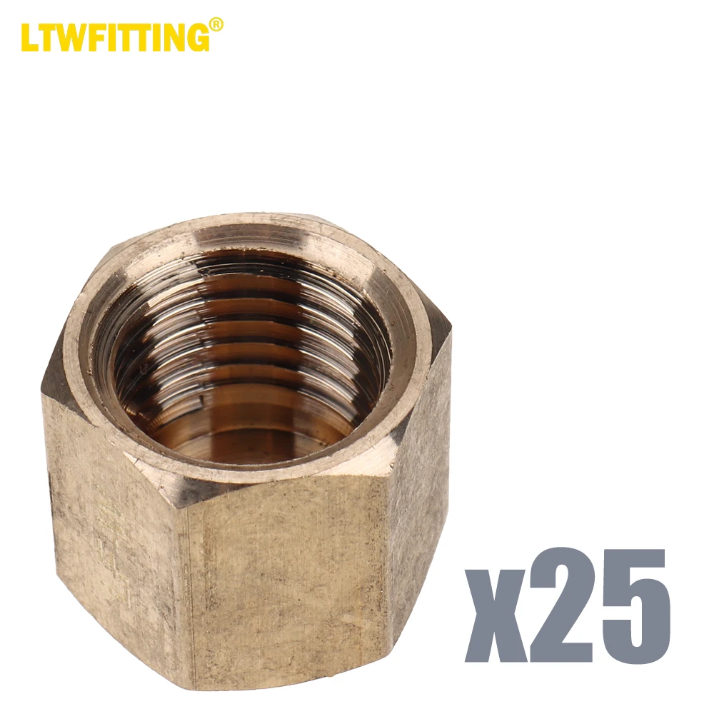 

LTWFITTING Lead Free Brass Pipe Cap Fittings 1/4" Female NPT Air Fuel Water (Pack of 25)