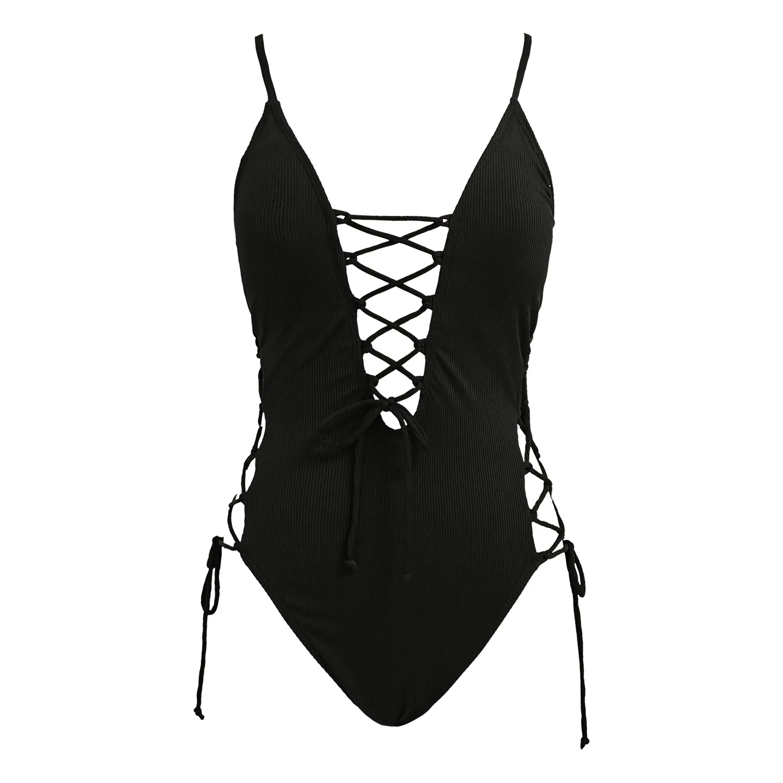 Bikini Tops For Women Triangle Sexy High Waist 1 Piece Swimsuit Deep V Neck Push Up Bathing Suits