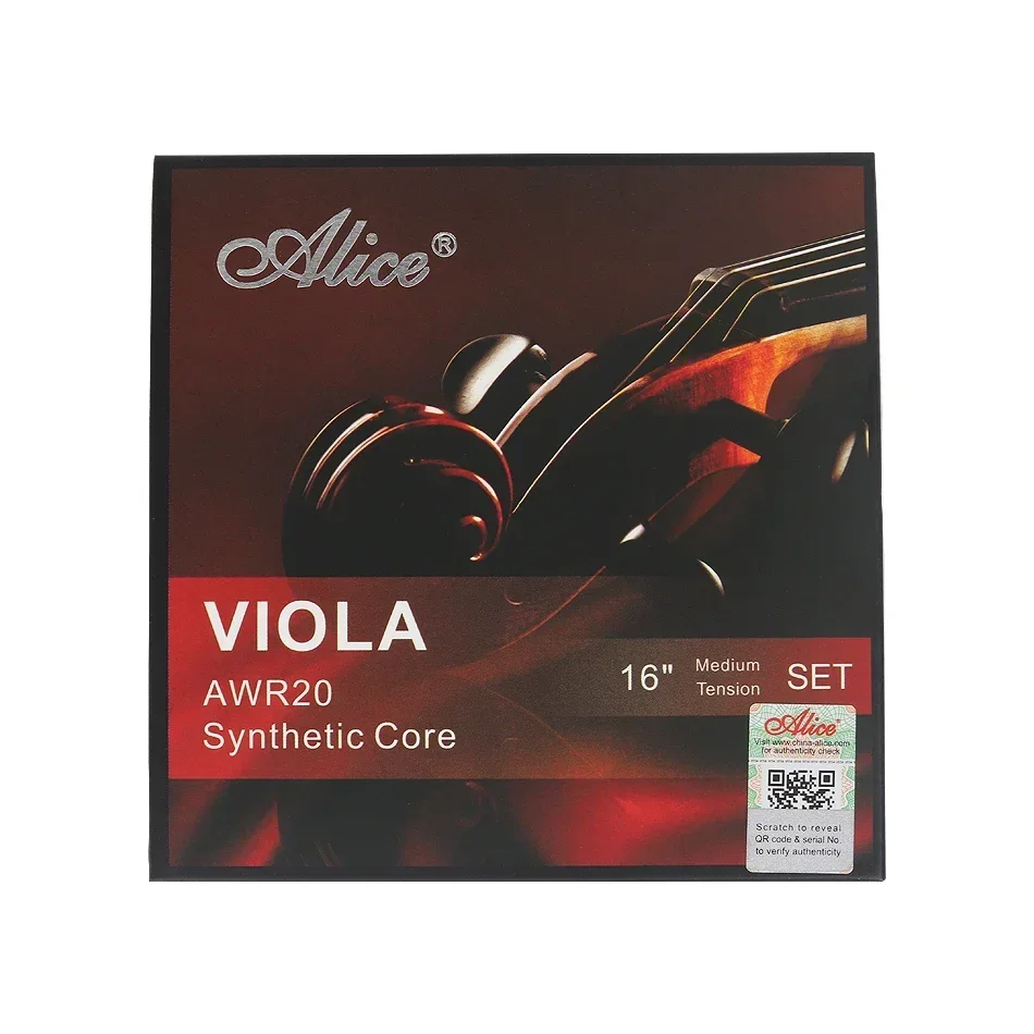 Alice AWR20 Viola Strings Ni-Cr Pure Silver Winding Steel Synthetic Nylon Core 16&ldquo; Viola Strings Set