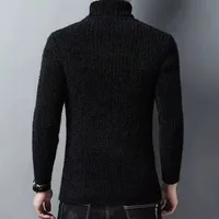 Trend Fashion Autumn Winter Sweaters Men Solid Turtleneck Mink Cashmere Thicken Smart Casual Long Sleeve Pullovers Knitted Tops 2