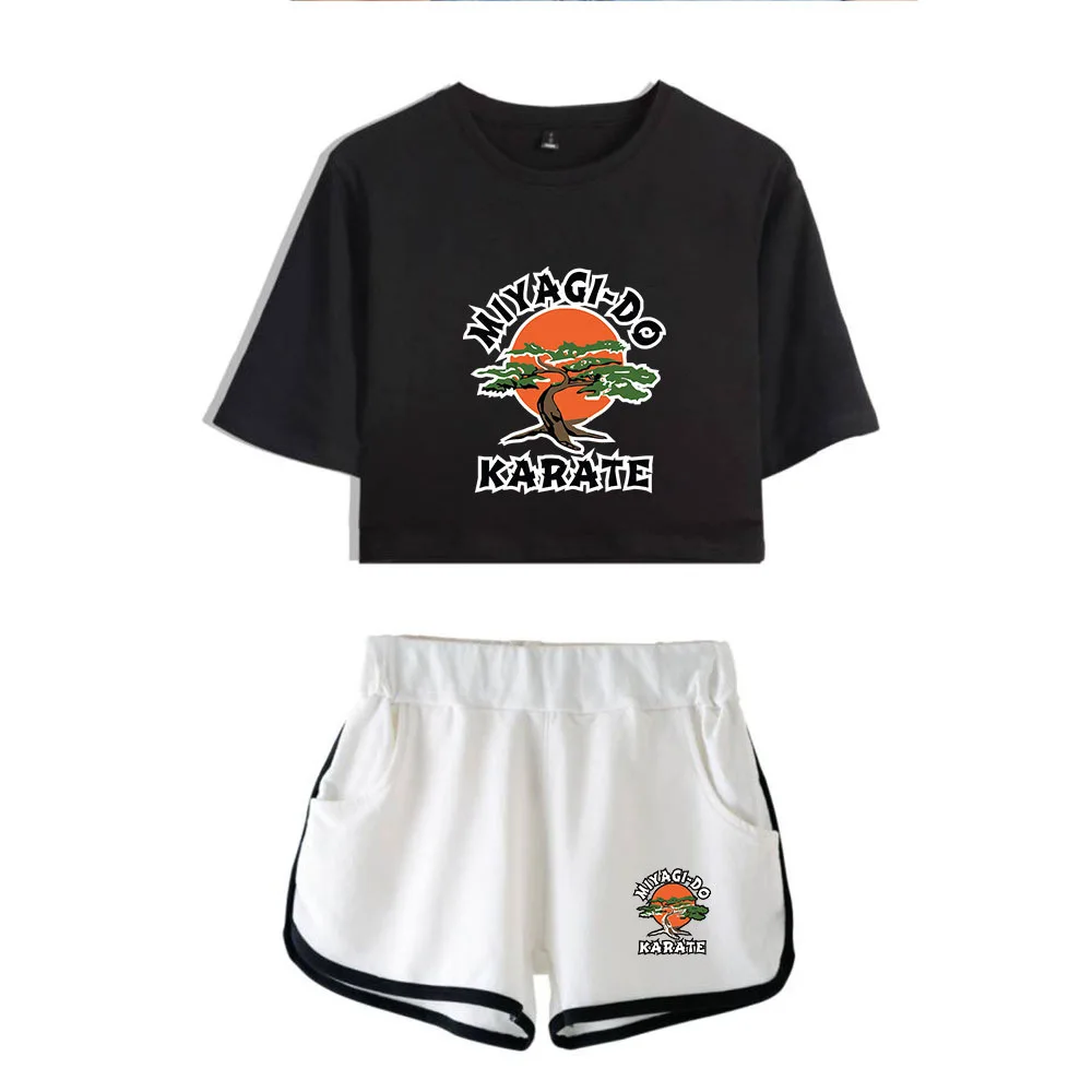 Karate Kid Cobra Kai Set Due Pezzi Pantaloncini Da Donna E Crop Top Casual 2 Pezzi Set T-Shirt Da Donna Costume Cosplay