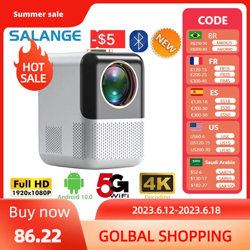 Video Beam Mini Projector Wifi Projector Home Android 10 Salange