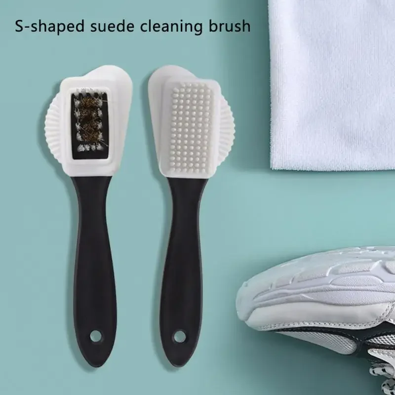 3 Side of Cleaning Brushes for Suede Leather Nubuck Three Side Cleaning Shoe Brush High Quality Black S Shape Boot Shoes 4