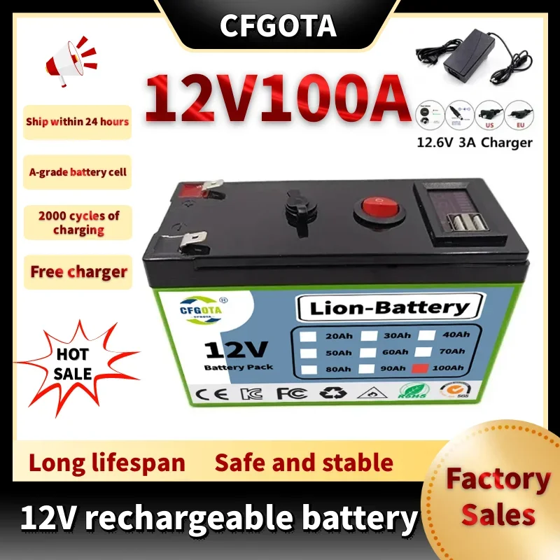 12V-Battery-100Ah-18650-lithium-battery-pack-Rechargeable-battery-for ...