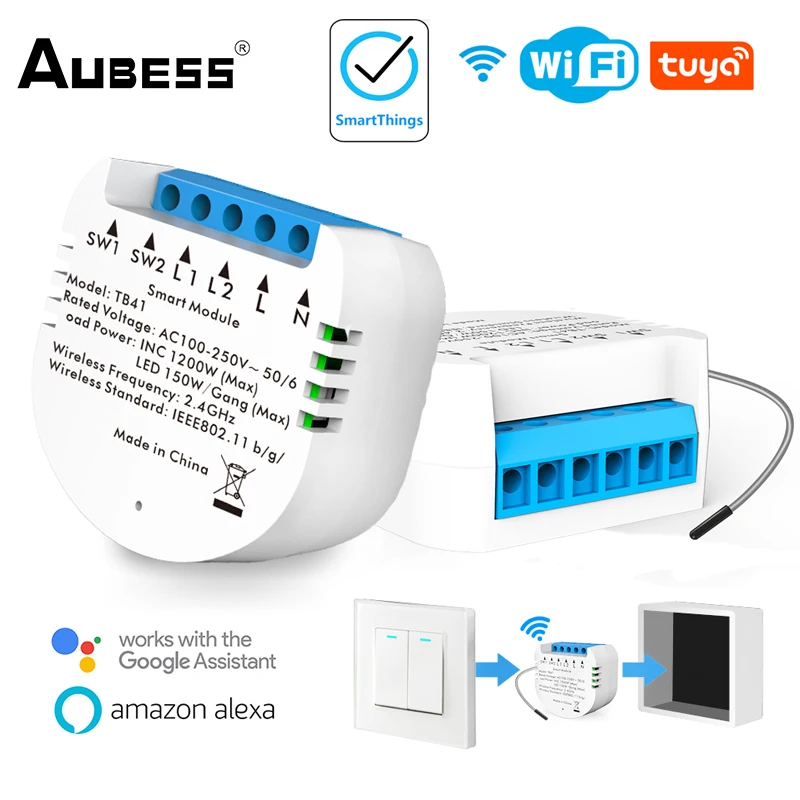 Aubess WiFi Smart Switch Module Wireless Remote Switch Smart Home Relay